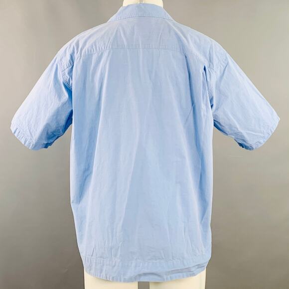 F/CE Size S Blue Cotton Blend Two Pockets Snaps Oversized Short Sleeve Shirt - Picture 4 of 6